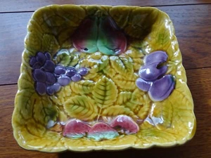 VINTAGE SQUARE BOWL MAJOLICA SARREGUEMINES FRANCE CIRCA 1940S' - Picture 1 of 10