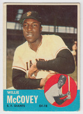 1963 TOPPS BASEBALL WILLIE MCCOVEY CARD #490 HOF GIANTS GOOD CONDITION