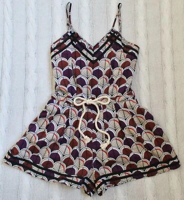 DEAR CREATURES Modcloth Voyager Romper Shorts Feather Print, Fits Size 2 XS - Image 1 of 4