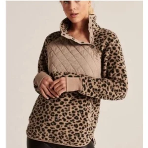 Abercrombie and Fitch Mujer Asimétrico Snap Up Guepardo Lepardo Estampado Vellón XL - Imagen 1 de 5