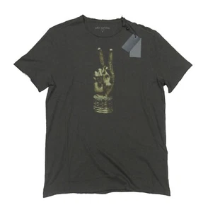 John Varvatos Men's Charcoal Gray Tough Peace Graphic Crew-Neck T-Shirt - Picture 1 of 3