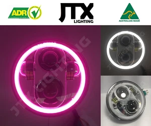 JTX, 1pr. Chrome LED Headlights, 5 3/4", Pink & White Halo - Bild 1 von 10