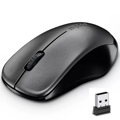 BLACK WIRELESS CORDLESS 2.4GHz MOUSE USB DONGLE SCROLL FOR PC LAPTOP MAC UK - Image 1 of 4