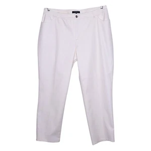 LAFAYETTE 148 Waxed Denim Slim Leg Jeans Ecru White High Rise Women's 18W - Picture 1 of 11