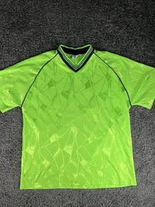 Vintage High 5 Soccer Jersey Mens Large Green Satin 90s Made in USA #11 - Picture 1 of 10