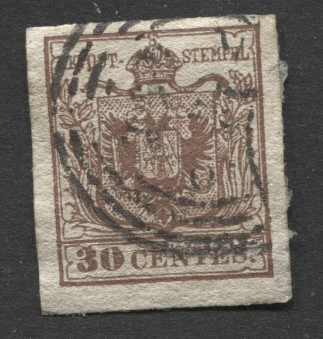 30 centesimi, I° tipo annullo C4 Milano (rif. 405) - Imagen 1 de 1