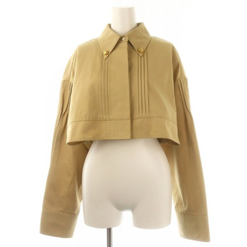 Prada 23 anni dietro triangolo corto trench giacca 40 beige MF usatod5e15be69