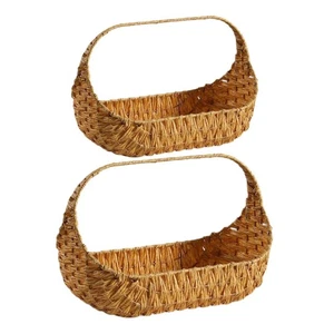 Imitation Rattan Storage Basket Coffee Shop Home Flowers Woven Picnic Basket - Picture 1 of 11