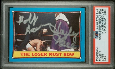 HARLEY RACE BOBBY HEENAN PSA 7 AUTO 9 1987 Topps WWF Rookie Card Signed POP 1 🔥 - Image 1 of 3