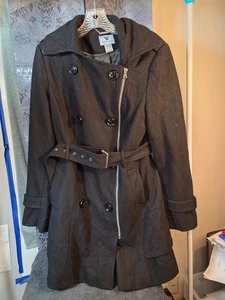 Worthington-Women's black double breasted wool full-zip long coat size Med. - Picture 1 of 5