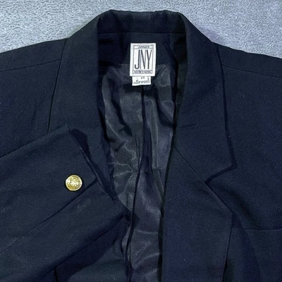 JNY Jones New York Double Breasted Wool Blend Blazer Buttons Black Women's 14 - Image 1 of 4