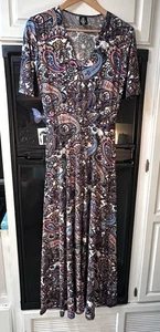 Agnes & Dora Maxi Stretch Dress Paisley Size M Women's Stunning Pattern & Colors - Picture 1 of 8