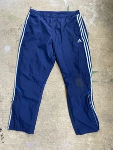 Vintage Adidas Sweatpants Mens XL Blue Stripes Y2K Baggy White Tag Ankle Zip - Picture 1 of 13