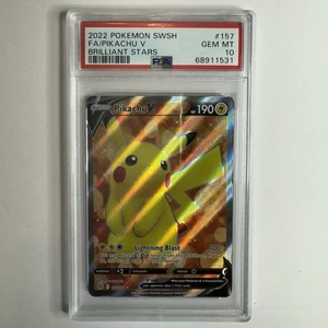 Pikachu V 157/172 Full Art Ultra Rare 2022 Pokemon TCG Brilliant Stars - PSA 10 - Picture 1 of 2