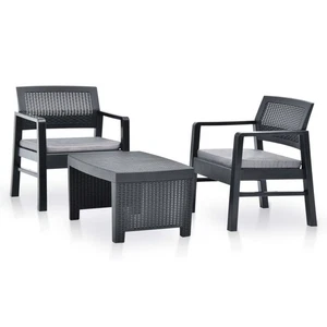 Meble ogrodowe 3 szt. plastikowy zestaw wypoczynkowy meble balkonowe antracyt / biały vidaXL - Zdjęcie 1 z 25