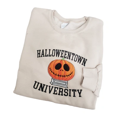 Halloweentown University Pumpkin Crewneck Sweater Sandstone Size L Disney - Bild 1 von 4