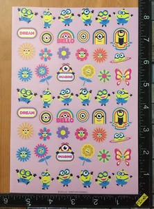 MINIONS FLORES, MARIPOSAS POR UNIVERSAL, UNA HOJA HERMOSAS PEGATINAS #GRU6 - Imagen 1 de 2
