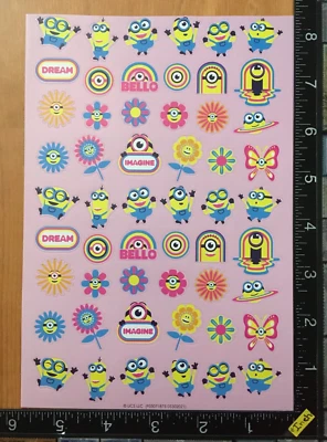 MINIONS FLOWERS, BUTTERFLIES BY UNIVERSAL, ONE SHEET BEAUTIFUL STICKERS #GRU6 - Image 1 of 2