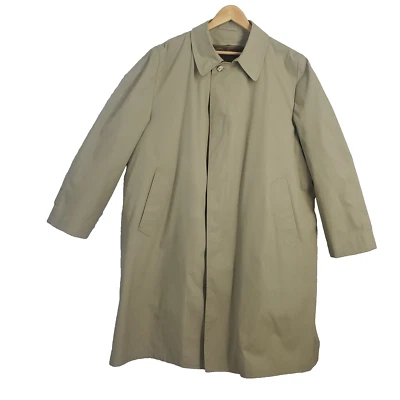 Men's London Fog Tan Maincoats Faux Fur Lined Trench Coat Size 46 Reg - Imagem 1 de 4