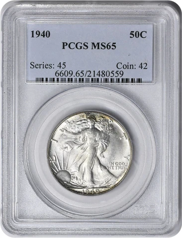 1940 Walking Liberty Silver Half Dollar MS65 PCGS Cover