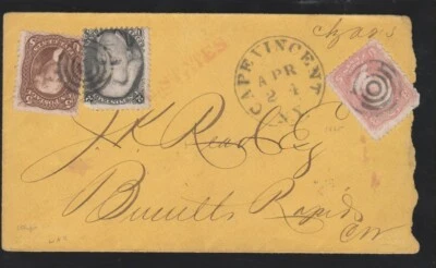Scott 76 and Scott 73 and Scott 65 on cover to Canada cross border - Image 1 of 2