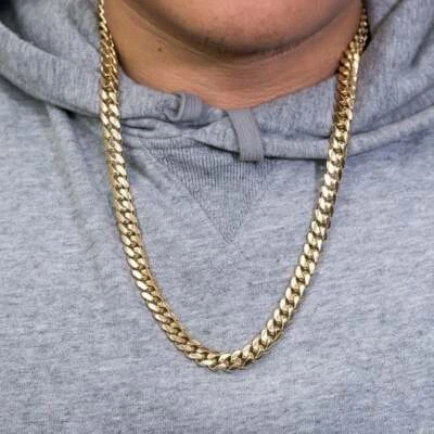 Cadenas de Titanium ® Chapada en Oro 14K Para Hombre Cadena Cubana Joyería 10 MM Foto 1 de 4