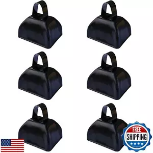 6 pack 3’’ Steel Cow Bell Noise Maker Cowbell, Cheering Loud Hand Call Bell f - Picture 1 of 5