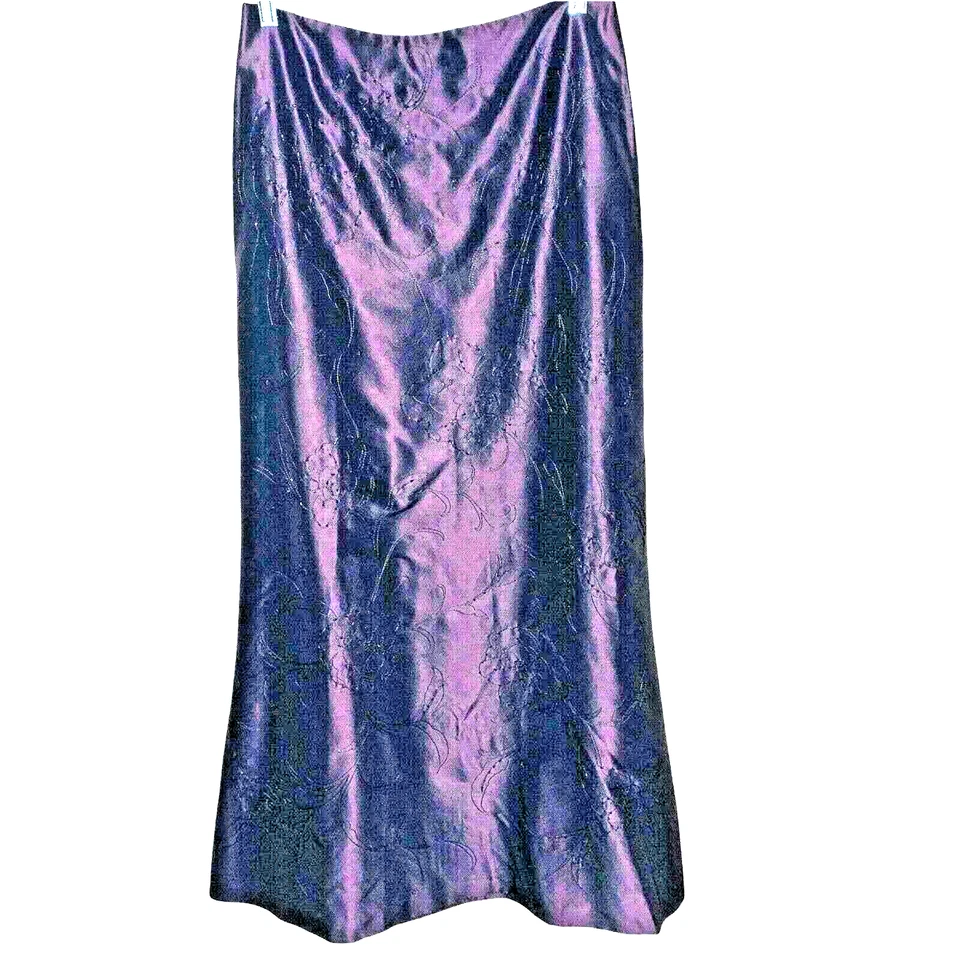 Ann Taylor Y2K Size 6 Purple Deep Violet Beaded Silk Maxi Dress Skirt Holiday - Image 1 of 4