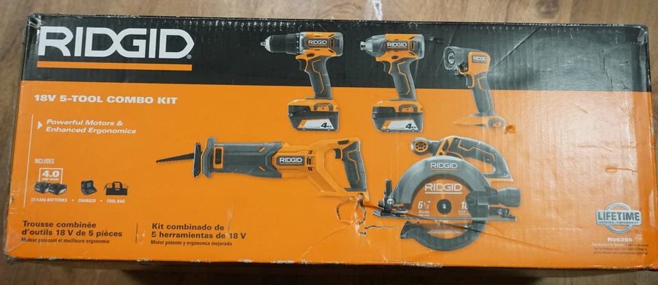 (RI4) Ridgid R96255 18V Cordless 5-Tool Combo Kit - Image 1 of 4