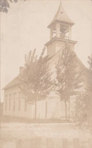 RPPC Ridgeway Ohio M. P. Church Building Hardin County Postcard circa 1910s - Picture 1 of 6