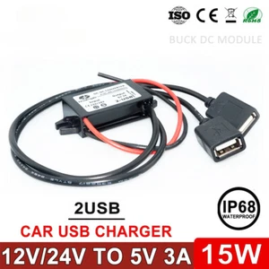 Cargador USB para automóvil DC 12V/24V a DC 5V 3A 15W convertidor de voltaje reductor de alimentación - Imagen 1 de 13