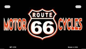 Route 66 Motorcycles Metal Novelty Motorcycle License Plate - Imagen 1 de 1