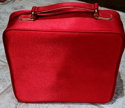 Estuche de Maquillaje/Bolso de Viaje Esteé Lauder Grande Rojo ~ Nuevo con Etiquetas y Dijes con Cremallera Foto 1 de 4