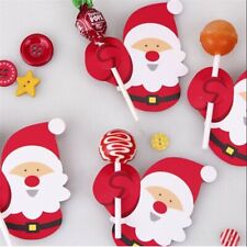 50pcs Cards Cartoons Santa Claus Paper Lollipop Navidad Gift Package Decoration