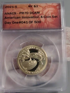 Dólar de innovación estadounidense a prueba de cameo profundo 2021-s ANACS PR70 DCAM #41 de 500. - Imagen 1 de 7