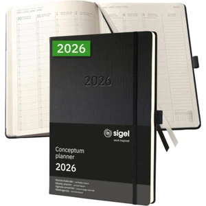 Sigel Conceptum Vertical Weekly Planner 2026 A4+ Hardback Black - Picture 1 of 9
