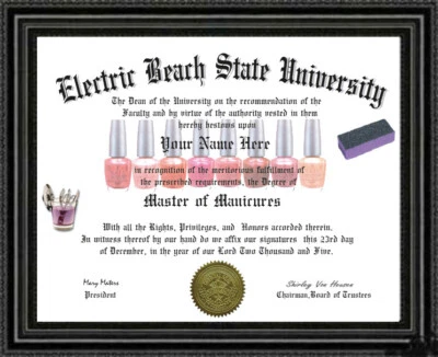 MANICURE  Lover's Doctorate Diploma / Degree Custom made & Designed for YOU - Image 1 of 2