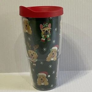 TERVIS Christmas Dogs Double Walled 24 oz Insulated Tumbler with Red Lid - Picture 1 of 4