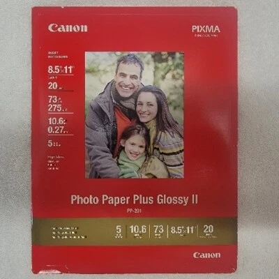 Papel Fotográfico Canon Plus Brillante II 8.5" x 11" PP-201 - 20 Hojas - NUEVO Foto 1 de 4