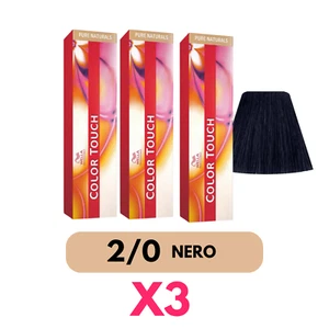X3 Wella Color Touch 2/0 Black Color Semi Permanent Hair Pure Naturals 3PZ - Picture 1 of 1