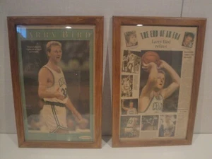 Two Larry Bird Boston Globe News Paper Photos Framed - Picture 1 of 6