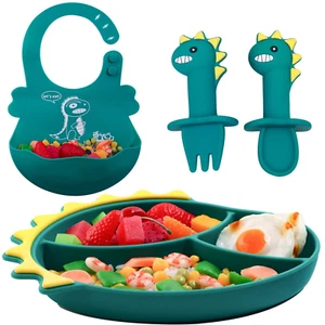 Platos Para Bebes Baberos Cubiertos Accesorios Regalo Baby Shower Juego Set - Imagen 1 de 14
