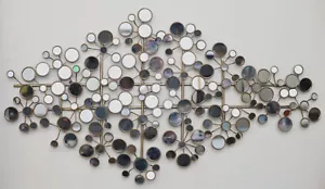 VINTAGE 50" ABSTRACT MIRRORS WALL ART SCULPTURE METAL MCM HOLLYWOOD REGENCY - Picture 1 of 5