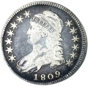 Medio dólar de plata busto con tapa 1809 50 c cincuenta centavos EE. UU. raro O-105 - Imagen 1 de 2