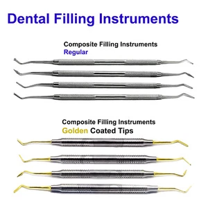 Dental Composite Filling Instrument Restoration & Gold Coated Scalers Spatulas  - Picture 1 of 9