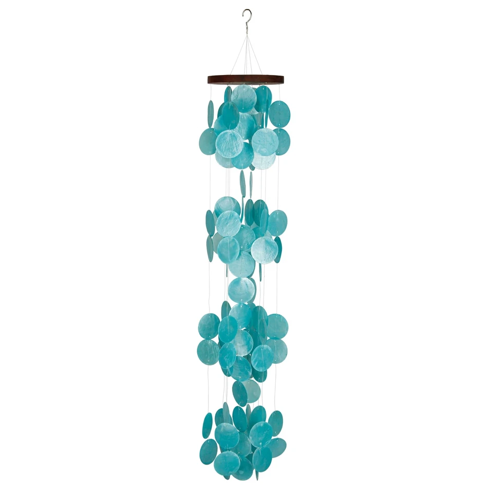 Woodstock Azure Blue Capiz Waterfall Wind Chime Outdoor Garden Windchimes Cwra
