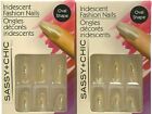Sassy + Chic Iridescent White Fashion Nails 12 Pieces Oval Shape 2 Packs
