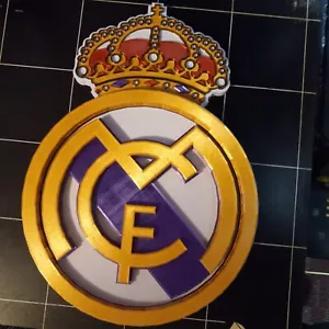 12 Zoll Real Madrid 3D Kunststoff Schild Wappen Logo Erinnerungsstücke Männerhöhle Wandbehang - Bild 1 von 13