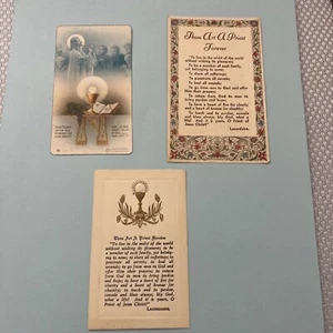 Vintage Katholische Priesterweihe Heilige Gebetskarten Lot von drei - Bild 1 von 5