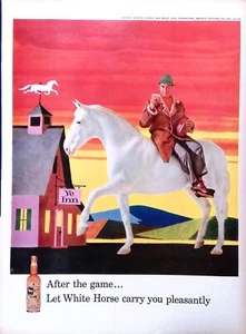 Whisky 1955 Print Ad White Horse Blended Scotch Whisky Man on Horse 10"X13.5" - Picture 1 of 3